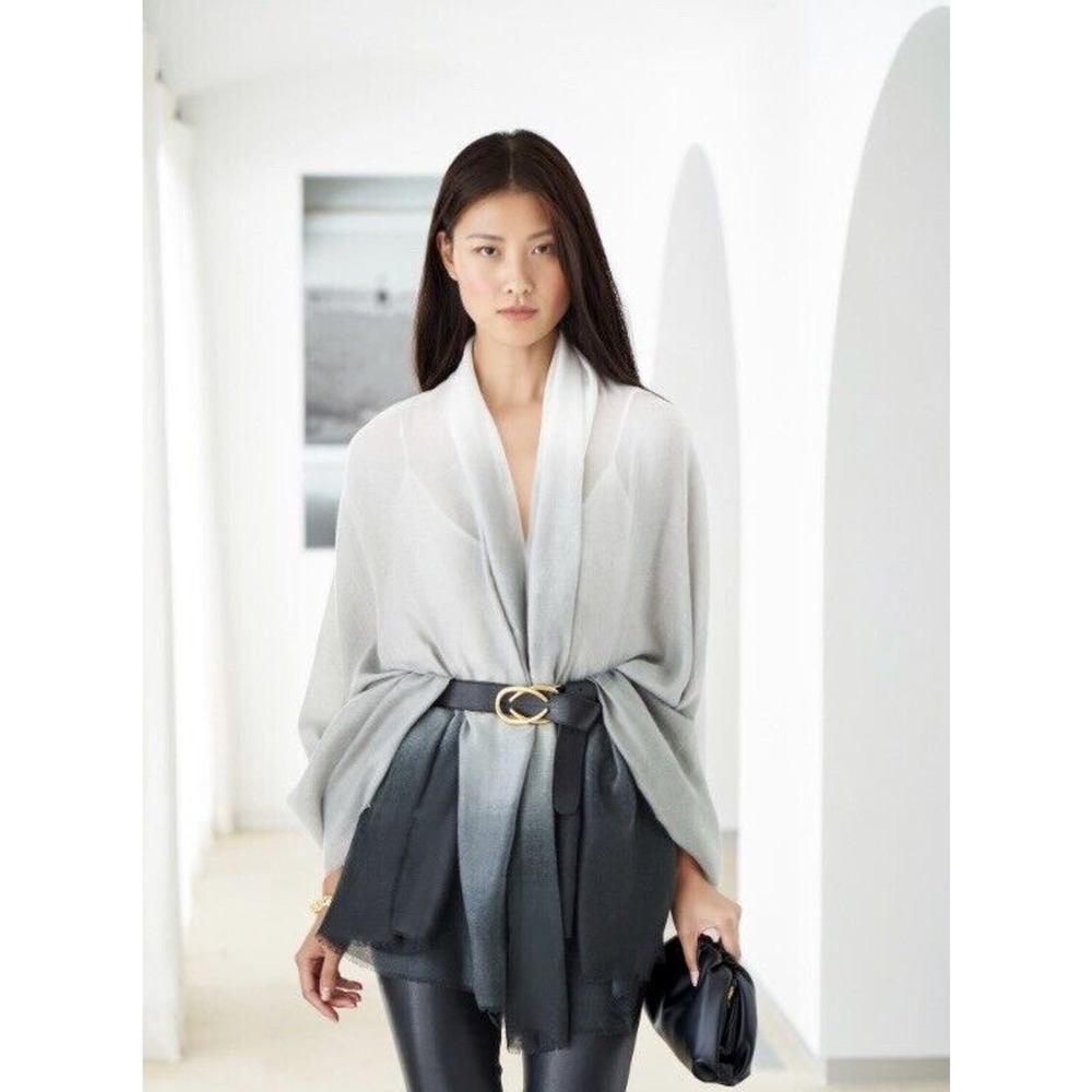 Carly Cushnie Grey Horizon Ombre Print Scarf - Curateur Box of Style - NEW